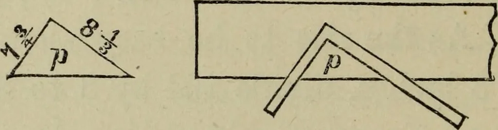 An illustration from The carpenter's and joiner's hand-book : containing a complete treatise on framing hip and valley roofs ..., 1888, leaf 43