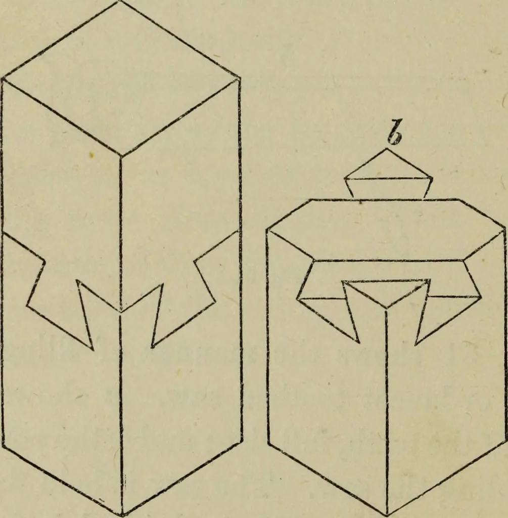 An illustration from The carpenter's and joiner's hand-book : containing a complete treatise on framing hip and valley roofs ..., 1888, leaf 45