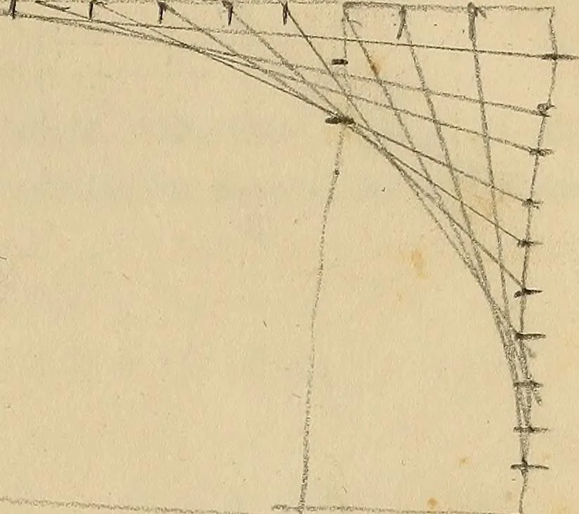 An illustration from The carpenter's new guide: being a complete book of lines for carpentry and joinery. Treating fully on practical geometry, soffits, brick and plaster groins ... with a great variety of designs for roofs, trussed girders ... with many other things entirely new: the whole founded on true geometrical principles; the theory and practice well explained and fully exemplified on eighty-four copper-plates; including some observations and calculations on the strength of timber, 1830, leaf 64