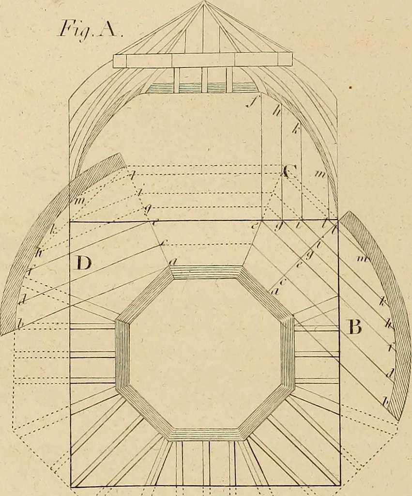 An illustration from The carpenter's new guide: being a complete book of lines for carpentry and joinery, 1848, leaf 109