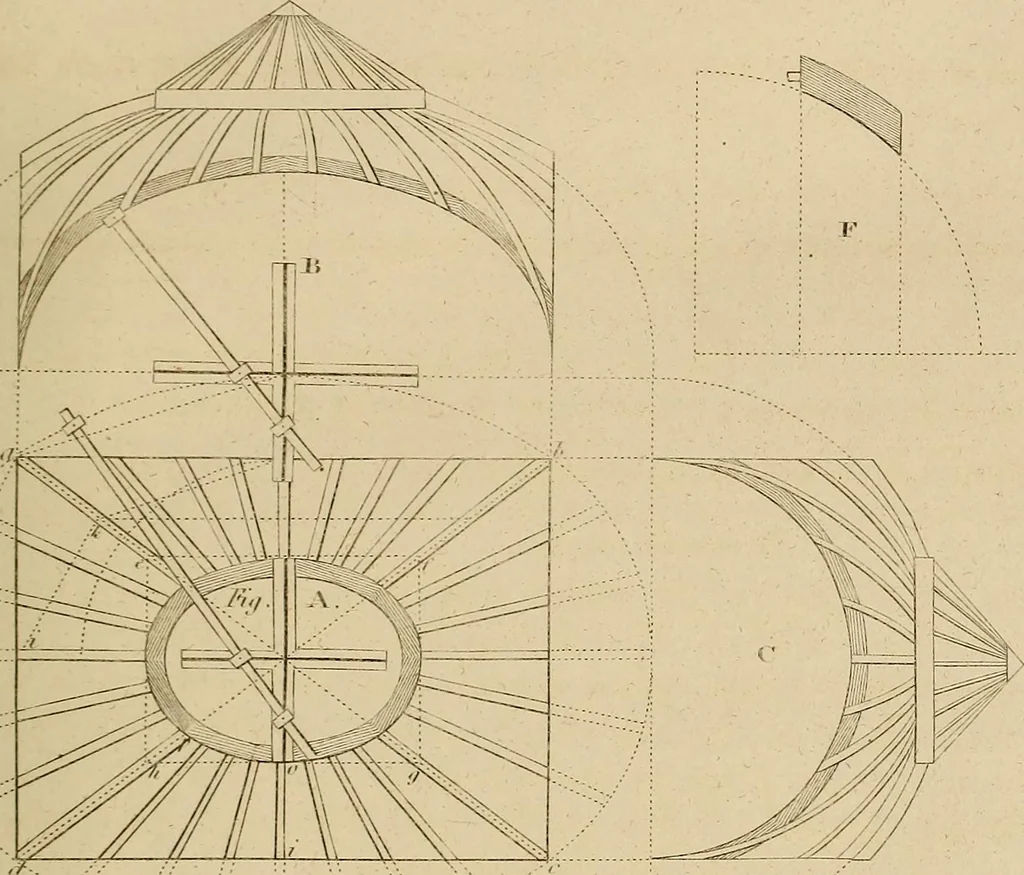An illustration from The carpenter's new guide: being a complete book of lines for carpentry and joinery, 1848, leaf 112