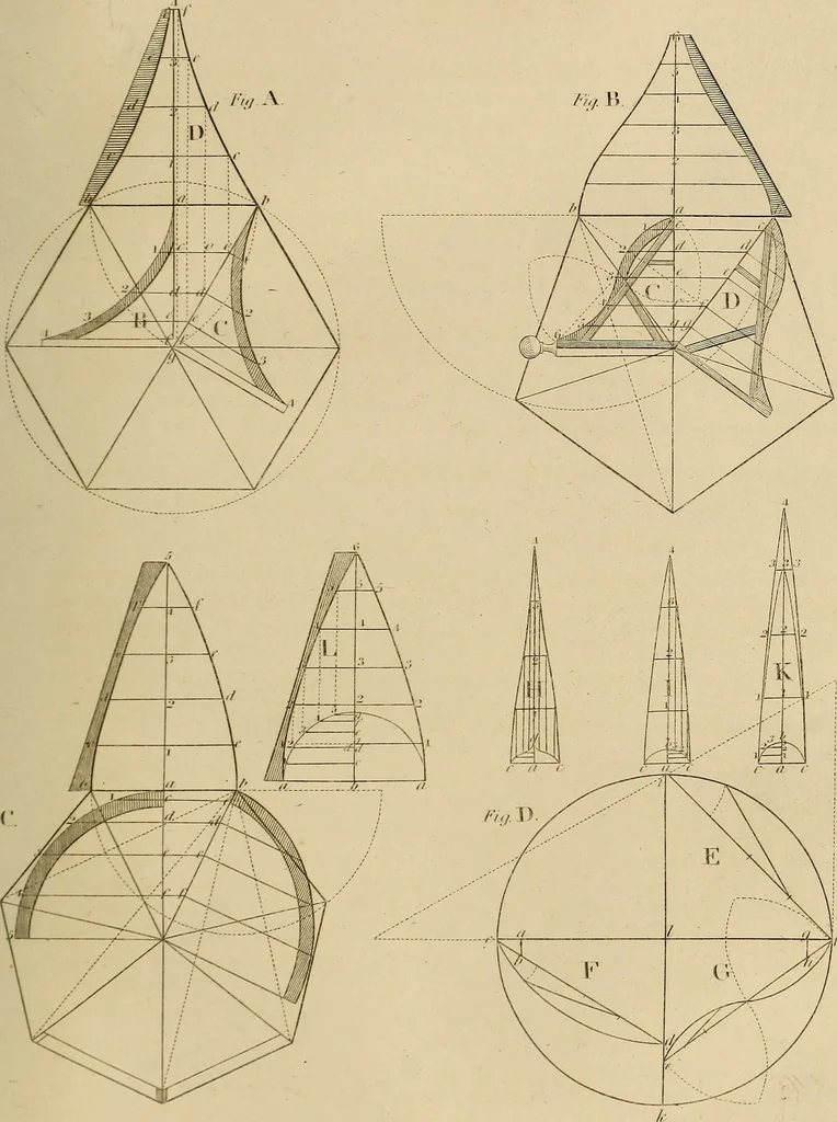 An illustration from The carpenter's new guide: being a complete book of lines for carpentry and joinery, 1848, leaf 124