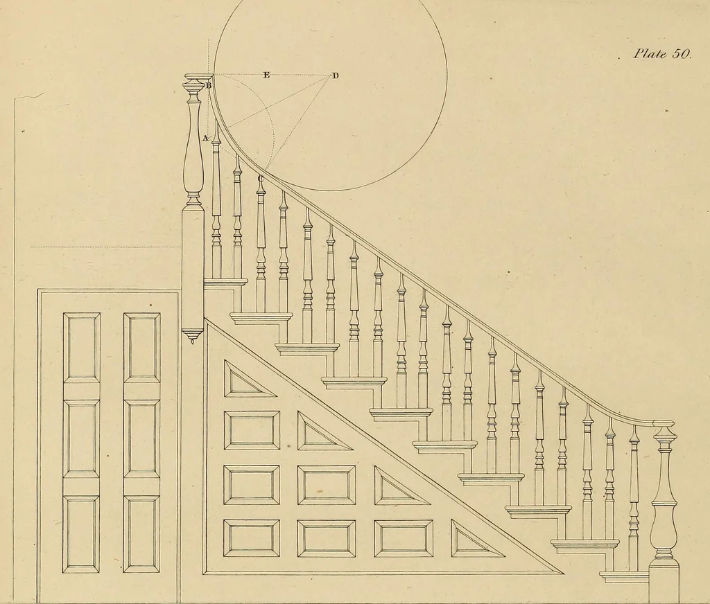 An illustration from The carpenter's new guide: being a complete book of lines for carpentry and joinery, 1848, leaf 179