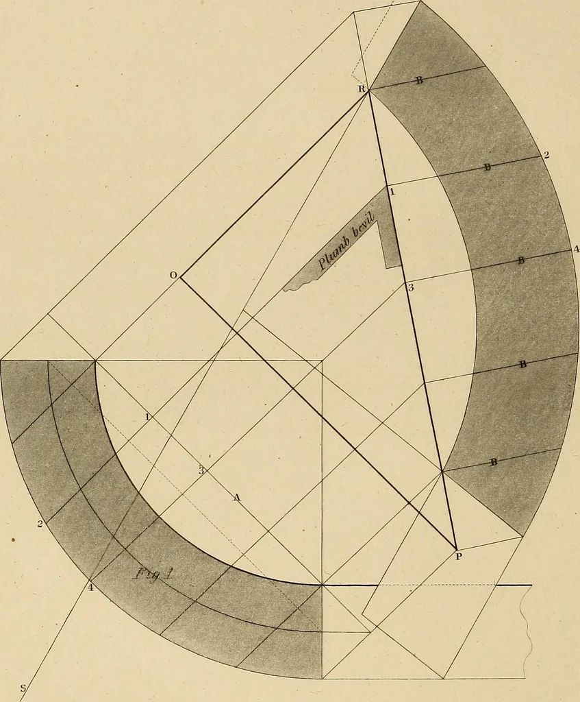 An illustration from The carpenter's new guide: being a complete book of lines for carpentry and joinery, 1848, leaf 197