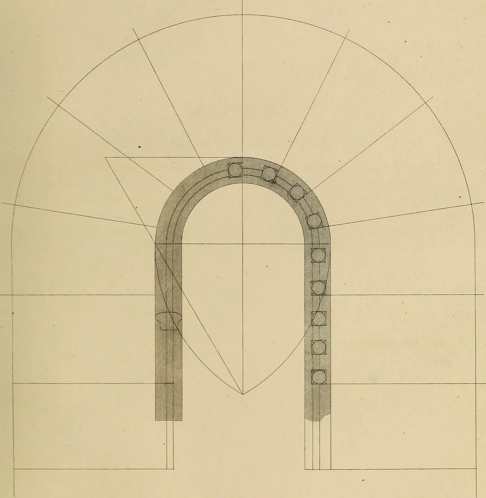 An illustration from The carpenter's new guide: being a complete book of lines for carpentry and joinery, 1848, leaf 206