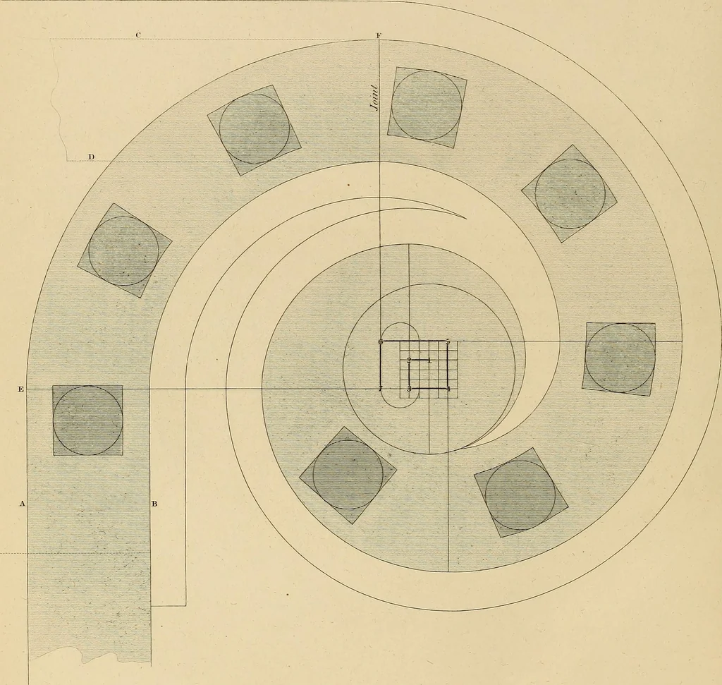 An illustration from The carpenter's new guide: being a complete book of lines for carpentry and joinery, 1848, leaf 215