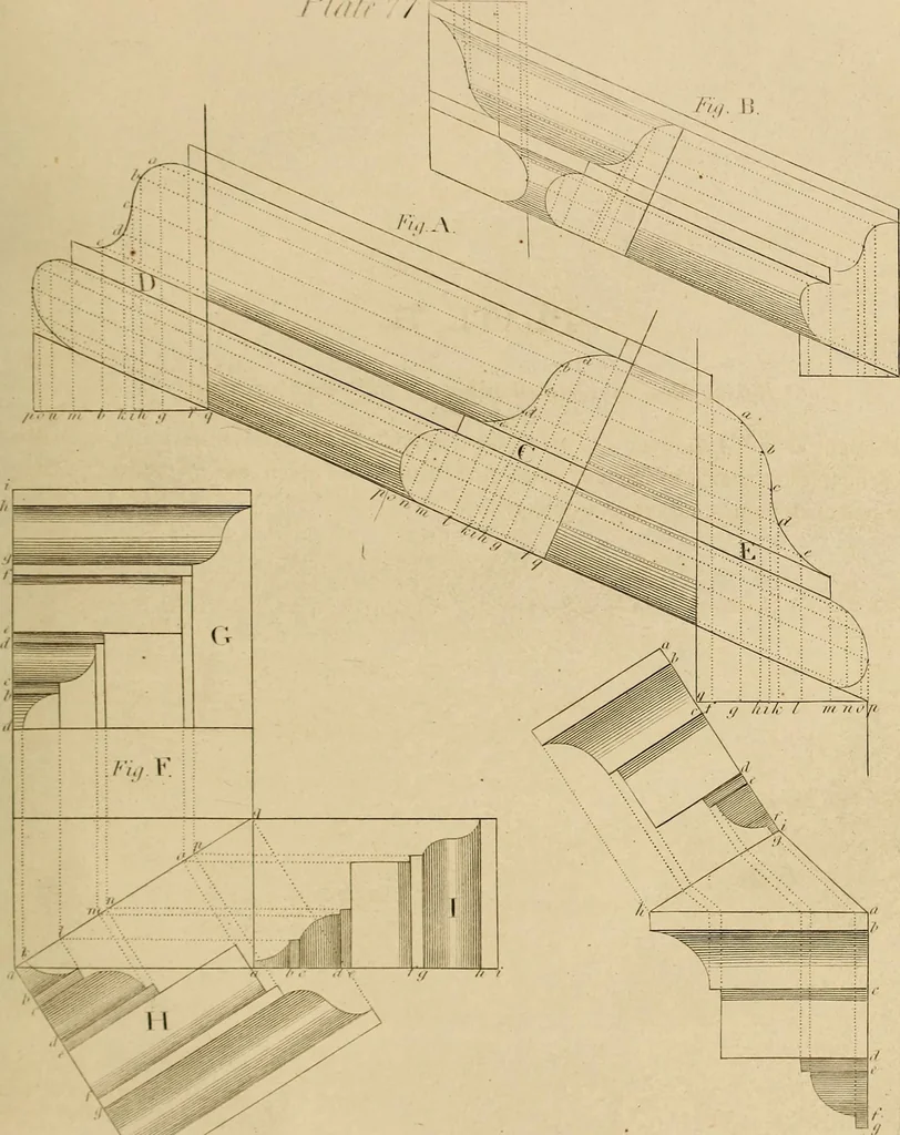 An illustration from The carpenter's new guide: being a complete book of lines for carpentry and joinery, 1848, leaf 260