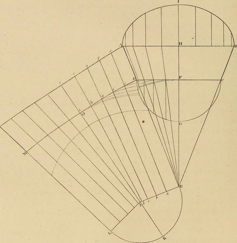An illustration from The carpenter's new guide: being a complete book of lines for carpentry and joinery, 1848, leaf 55