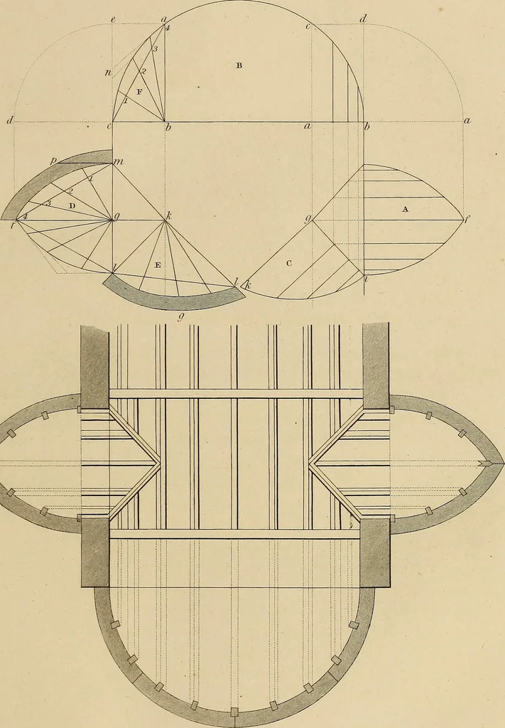 An illustration from The carpenter's new guide: being a complete book of lines for carpentry and joinery, 1848, leaf 82
