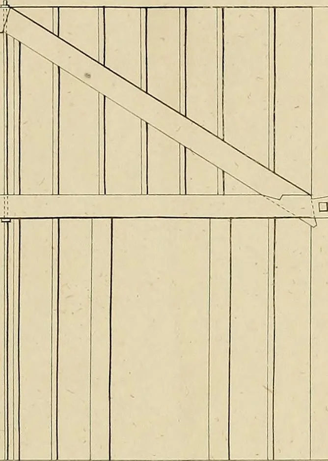 An illustration from The carpenter's new guide; a complete book of lines for carpentry and joinery, treating fully on practical geometry, soffits, groins, niches, roofs, and domes, and containing a great variety of original designs. Also a full exemplification of the theory and practice of stair building, cornices, mouldings, and dressings of every description. Including also some observations and calculations on the strength of timber, 1854, leaf 132