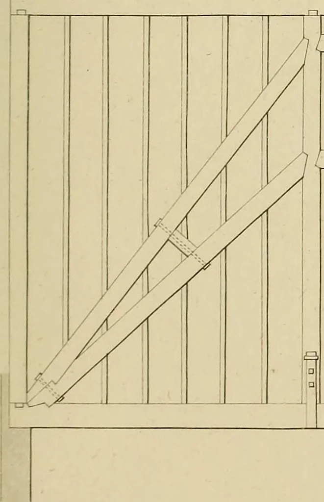 An illustration from The carpenter's new guide; a complete book of lines for carpentry and joinery, treating fully on practical geometry, soffits, groins, niches, roofs, and domes, and containing a great variety of original designs. Also a full exemplification of the theory and practice of stair building, cornices, mouldings, and dressings of every description. Including also some observations and calculations on the strength of timber, 1854, leaf 132