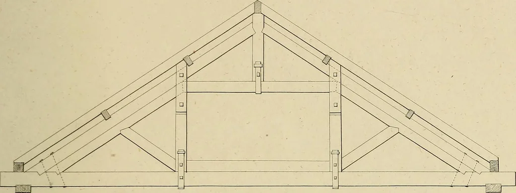 An illustration from The carpenter's new guide; a complete book of lines for carpentry and joinery, treating fully on practical geometry, soffits, groins, niches, roofs, and domes, and containing a great variety of original designs. Also a full exemplification of the theory and practice of stair building, cornices, mouldings, and dressings of every description. Including also some observations and calculations on the strength of timber, 1854, leaf 138