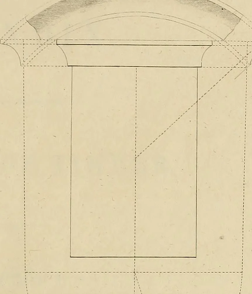 An illustration from The carpenter's new guide; a complete book of lines for carpentry and joinery, treating fully on practical geometry, soffits, groins, niches, roofs, and domes, and containing a great variety of original designs. Also a full exemplification of the theory and practice of stair building, cornices, mouldings, and dressings of every description. Including also some observations and calculations on the strength of timber, 1854, leaf 262