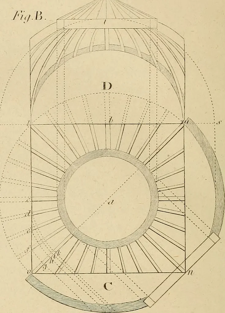 An illustration from The carpenter's new guide: being a complete book of lines for carpentry and joinery, 1850, leaf 109