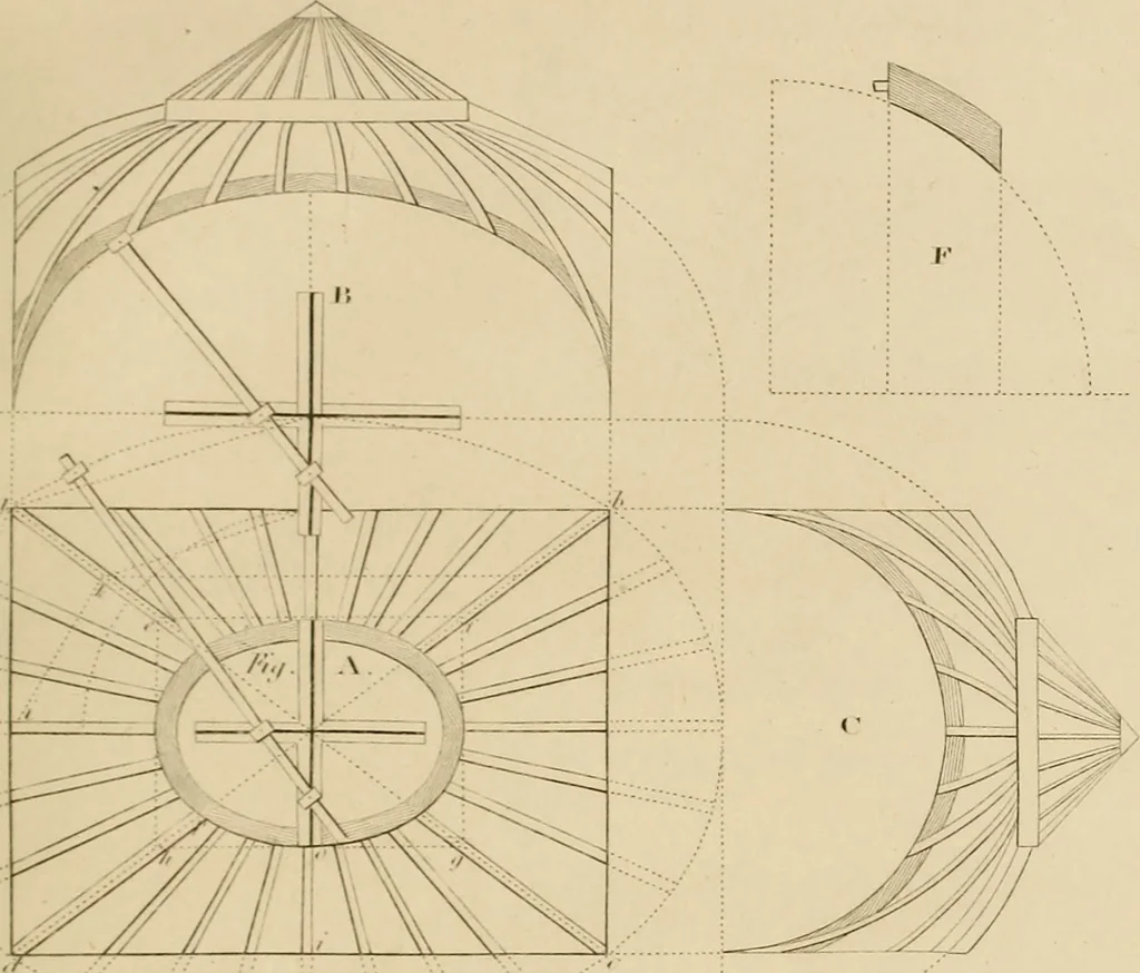 An illustration from The carpenter's new guide: being a complete book of lines for carpentry and joinery, 1850, leaf 112