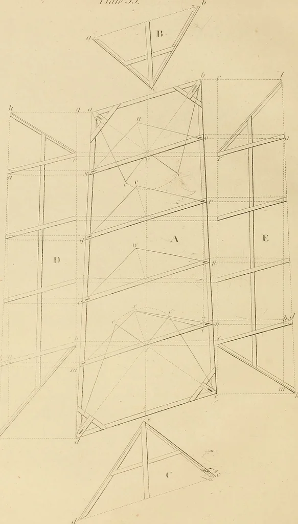 An illustration from The carpenter's new guide: being a complete book of lines for carpentry and joinery, 1850, leaf 121