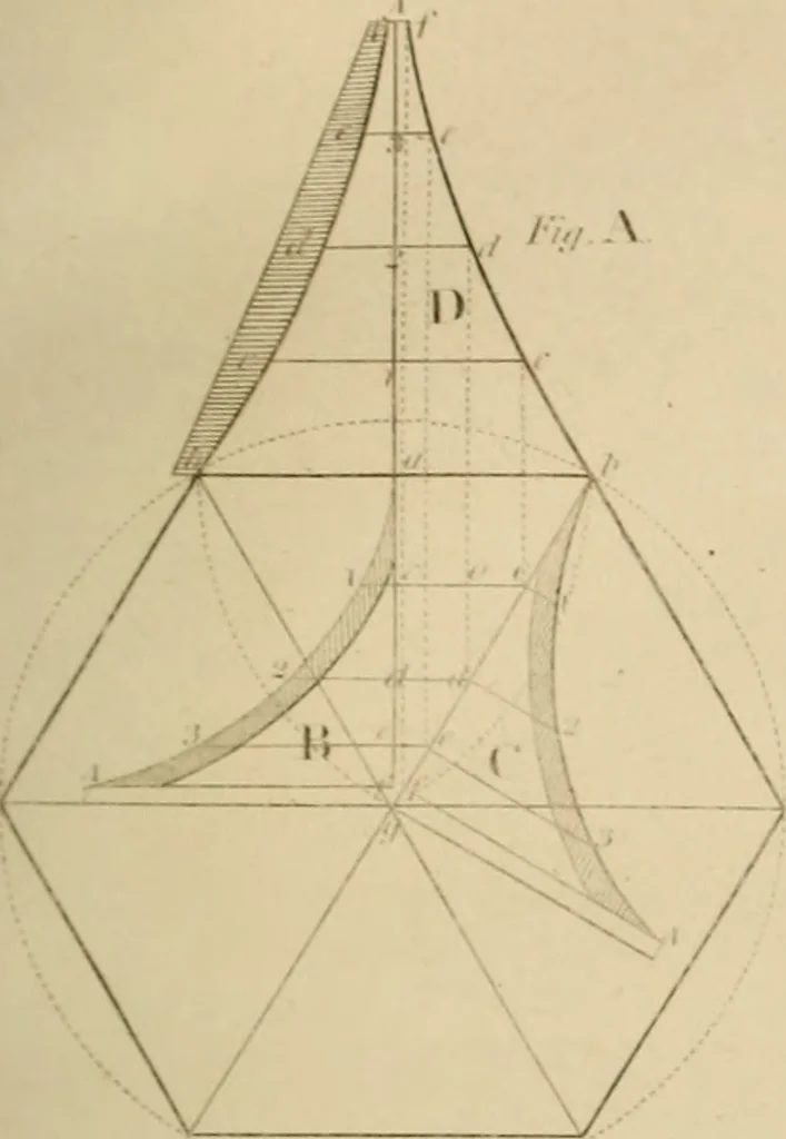 An illustration from The carpenter's new guide: being a complete book of lines for carpentry and joinery, 1850, leaf 124