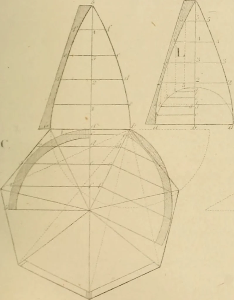 An illustration from The carpenter's new guide: being a complete book of lines for carpentry and joinery, 1850, leaf 124