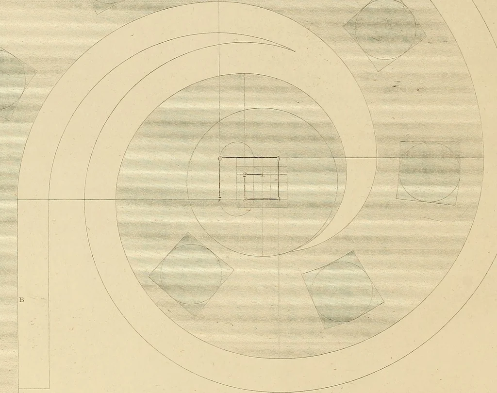 An illustration from The carpenter's new guide: being a complete book of lines for carpentry and joinery, 1850, leaf 215