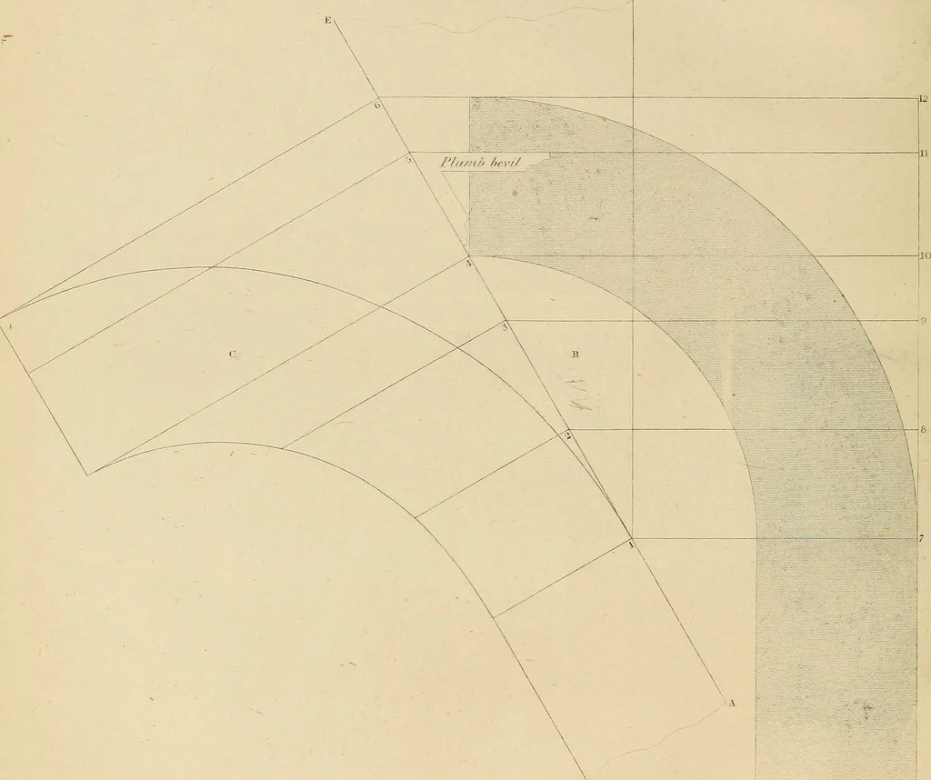 An illustration from The carpenter's new guide: being a complete book of lines for carpentry and joinery, 1850, leaf 221