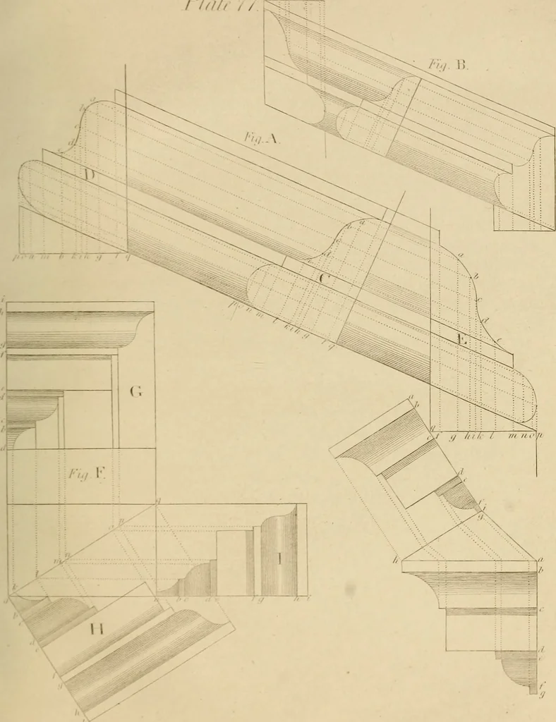 An illustration from The carpenter's new guide: being a complete book of lines for carpentry and joinery, 1850, leaf 262