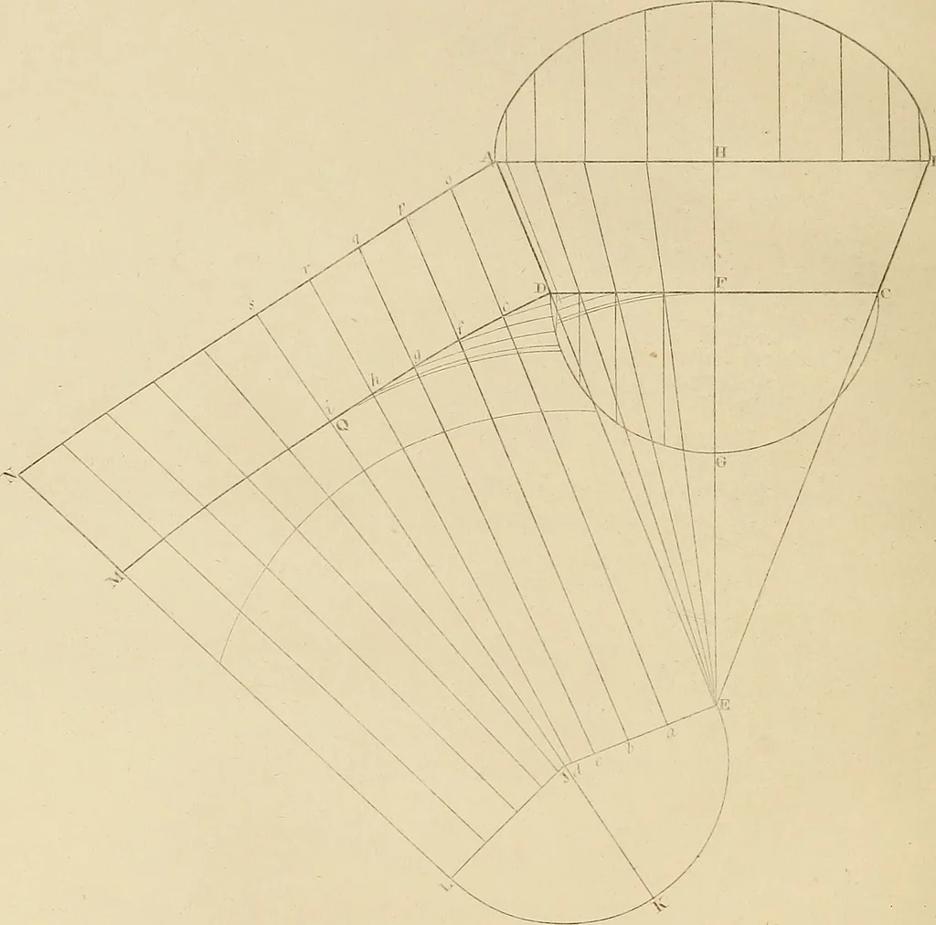 An illustration from The carpenter's new guide: being a complete book of lines for carpentry and joinery, 1850, leaf 55