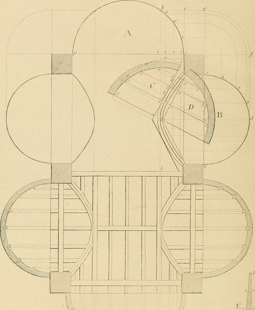 An illustration from The carpenter's new guide: being a complete book of lines for carpentry and joinery, 1850, leaf 85