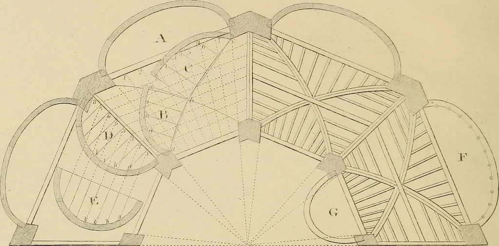 An illustration from The carpenter's new guide: being a complete book of lines for carpentry and joinery, 1850, leaf 91