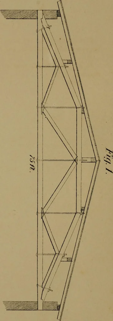 An illustration from Carpentry made easy, or, The science and art of framing, on a new and improved system : with specific instructions for building balloon frames, barn frames, mill frames, warehouses, church spires, etc., comprising also a system of bridge building, with bills, estimates of cost, and valuable tables ..., 1857, leaf 140