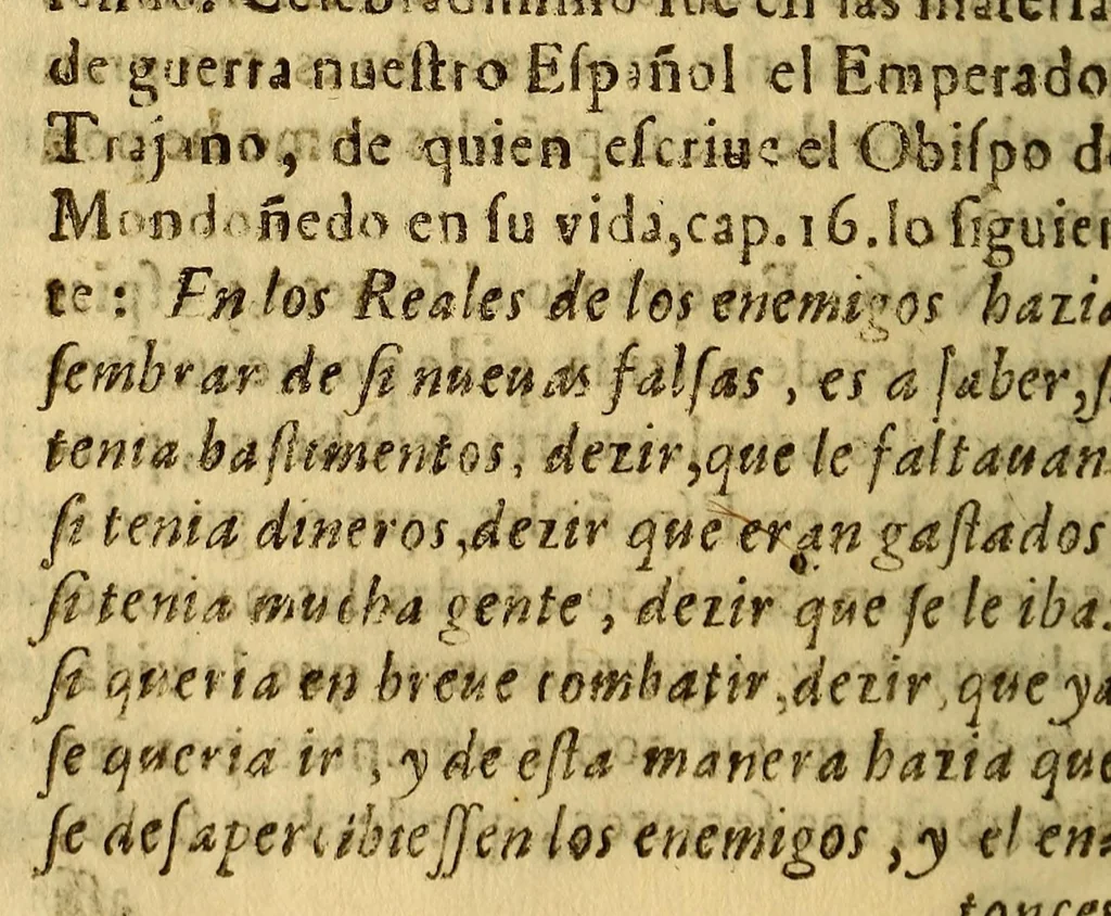 An illustration from Carta al Excmo. señor don Baltasar de la Cueva, ; conde del Castellar, marques de Malagon, virrey, gouernador, y capitan general de los Reynos del Peru, Tierrafirme, y Chile. Por el doctor don Diego Andres Rocha, alcalde del Crimen de la Real Audiencia de los Reyes. En que se tratan algunos discursos tocantes a la milicia christiana., 1675, leaf 98
