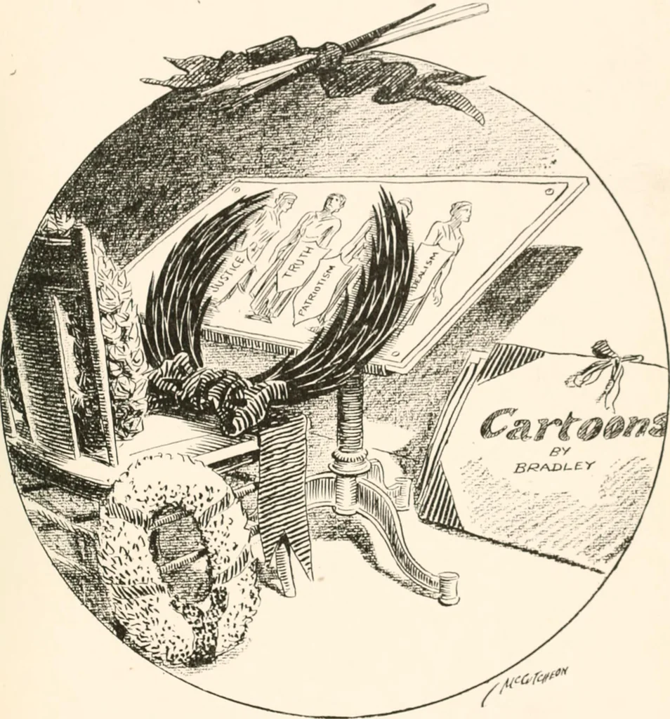 An illustration from Cartoons by Bradley, cartoonist of the Chicago Daily News;, 1917, leaf 10