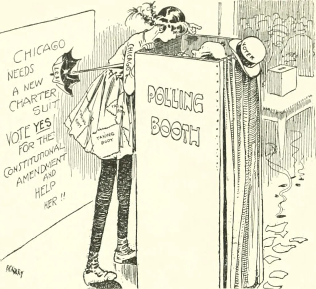 An illustration from Cartoons by Bradley, cartoonist of the Chicago Daily News;, 1917, leaf 47