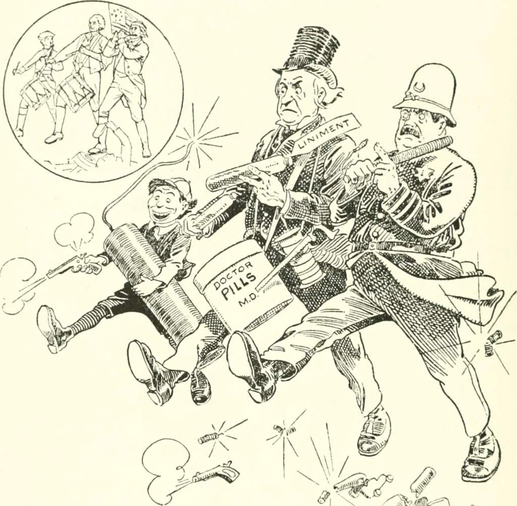 An illustration from Cartoons by Bradley, cartoonist of the Chicago Daily News;, 1917, leaf 51