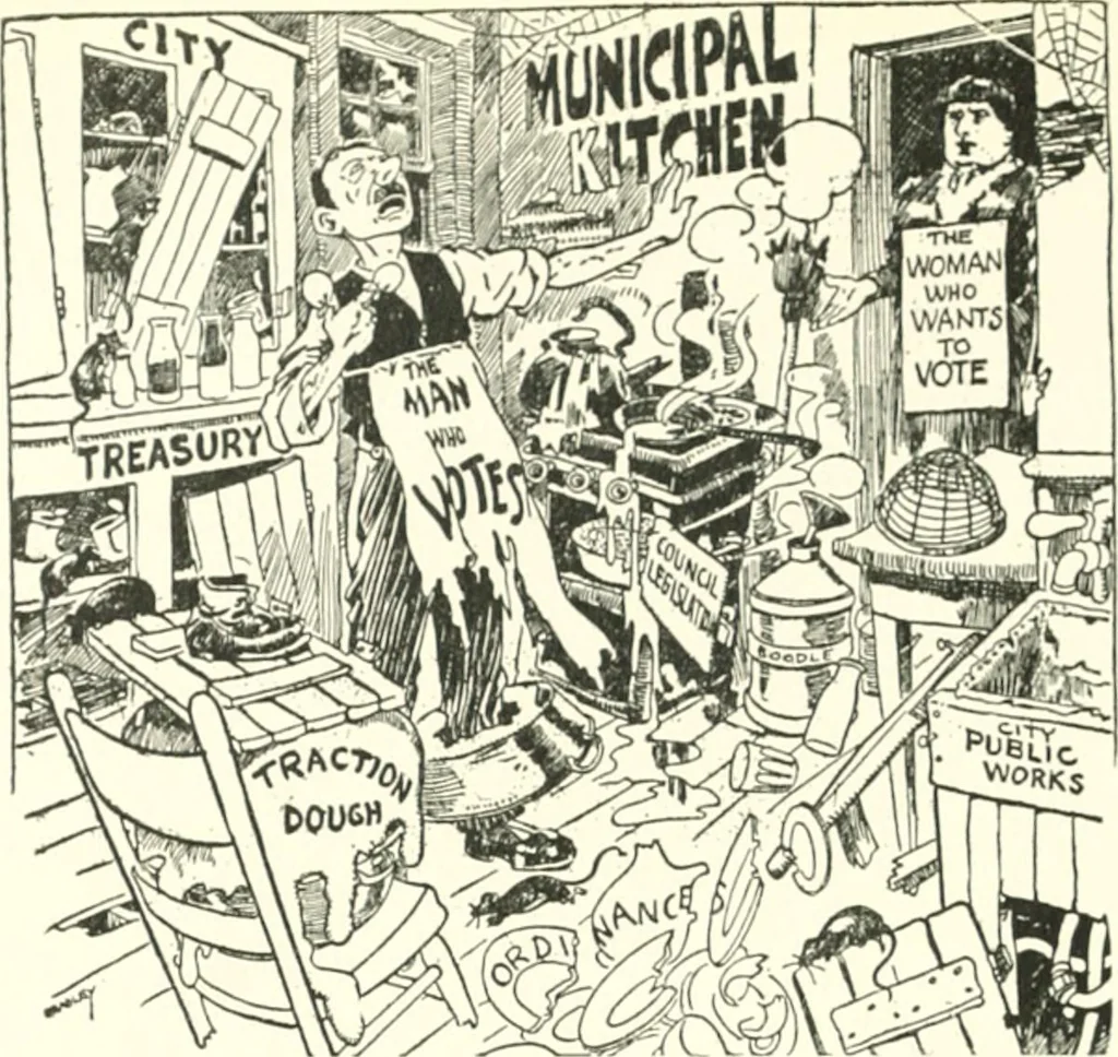 An illustration from Cartoons by Bradley, cartoonist of the Chicago Daily News;, 1917, leaf 55