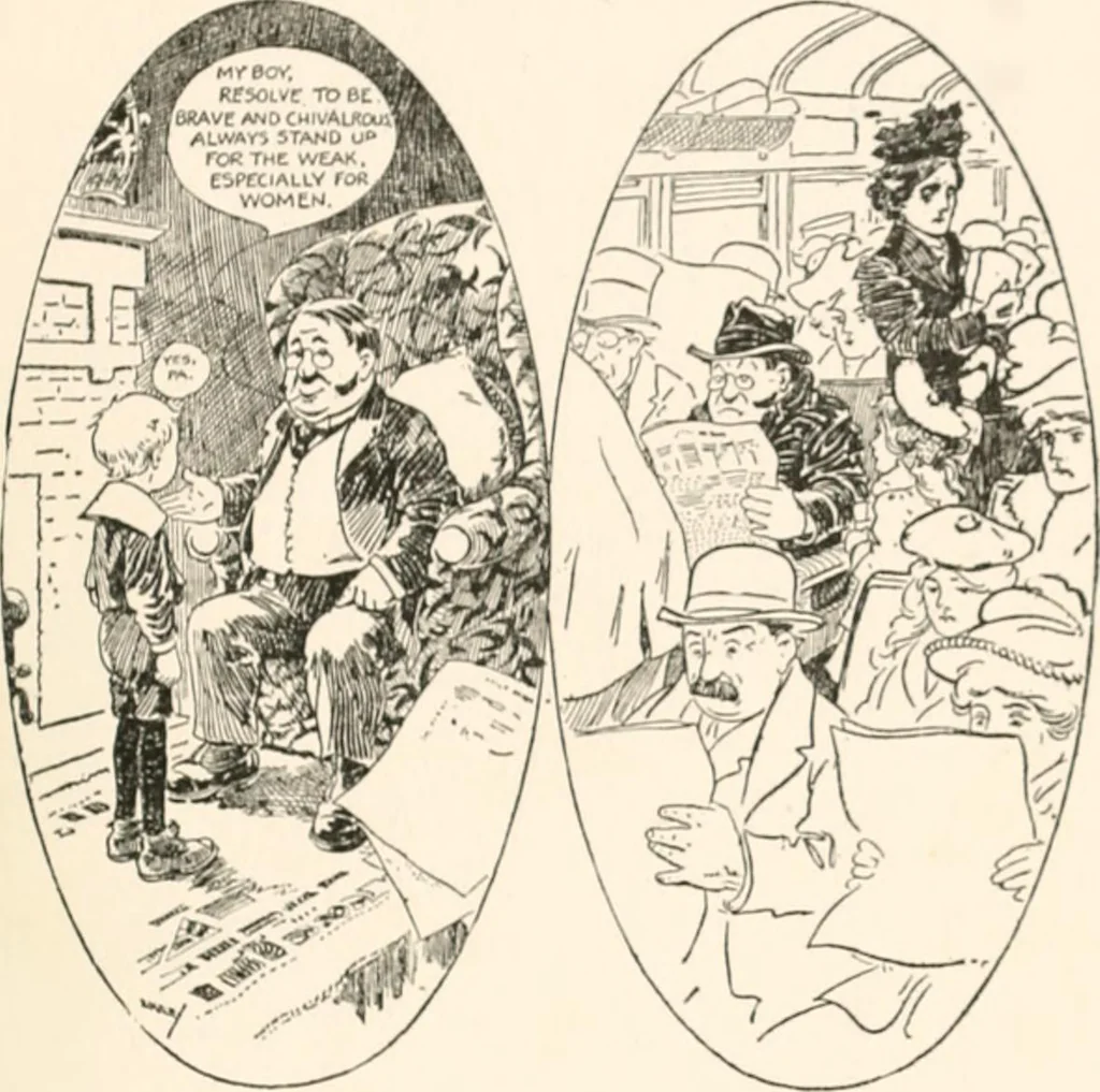 An illustration from Cartoons by Bradley, cartoonist of the Chicago Daily News;, 1917, leaf 62