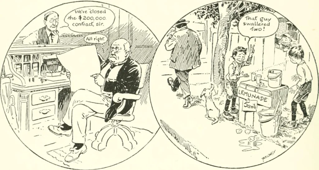 An illustration from Cartoons by Bradley, cartoonist of the Chicago Daily News;, 1917, leaf 67