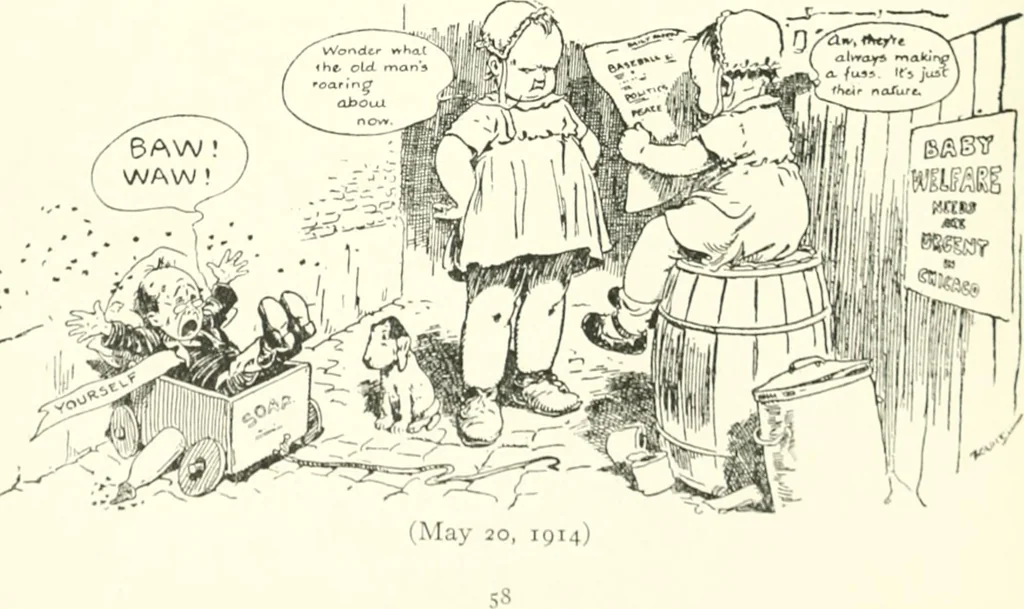 An illustration from Cartoons by Bradley, cartoonist of the Chicago Daily News;, 1917, leaf 67