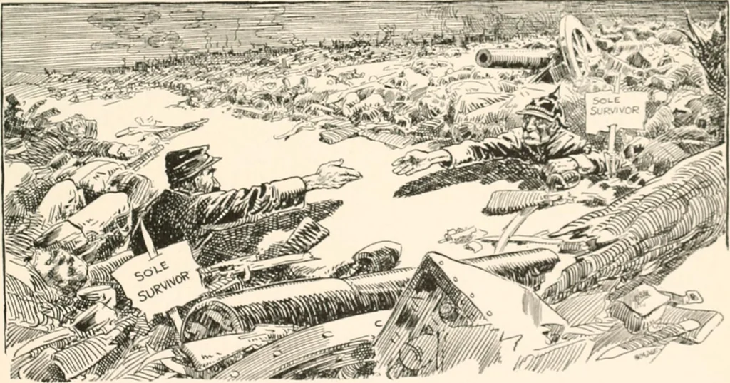 An illustration from Cartoons by Bradley, cartoonist of the Chicago Daily News;, 1917, leaf 72