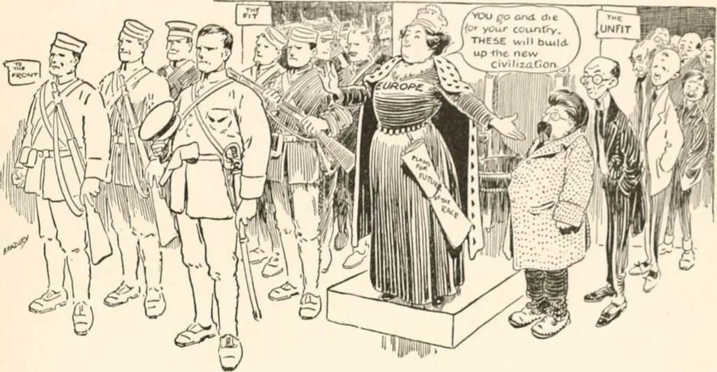 An illustration from Cartoons by Bradley, cartoonist of the Chicago Daily News;, 1917, leaf 76