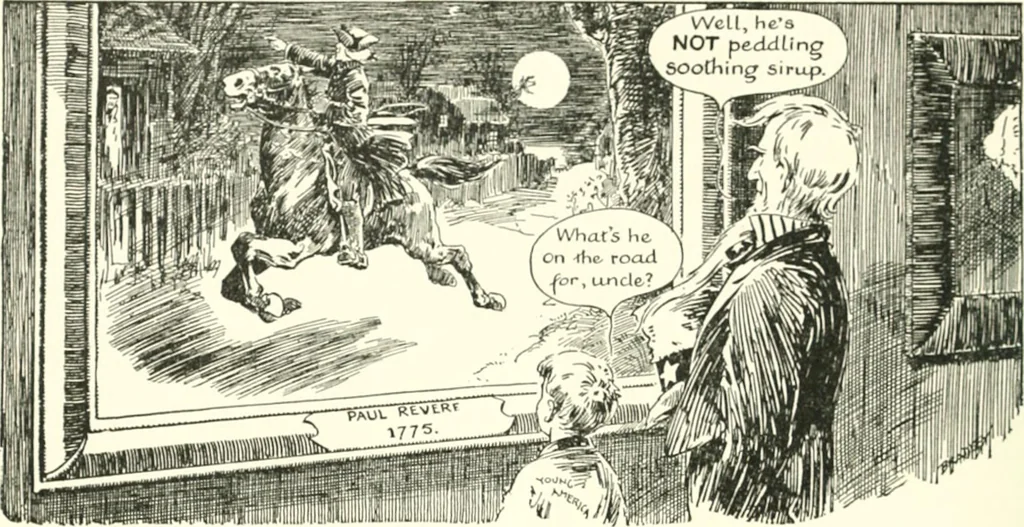An illustration from Cartoons by Bradley, cartoonist of the Chicago Daily News;, 1917, leaf 85