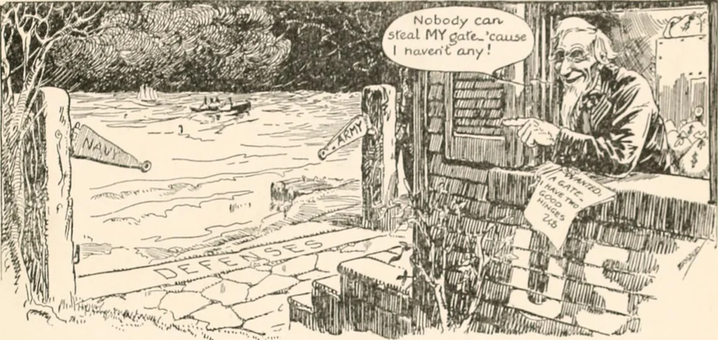 An illustration from Cartoons by Bradley, cartoonist of the Chicago Daily News;, 1917, leaf 94