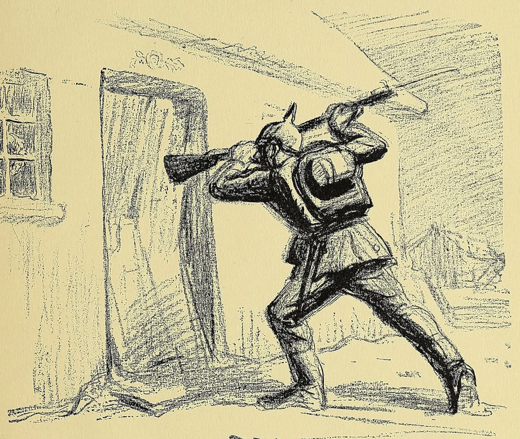 An illustration from Cartoons on the war, 1915, leaf 77