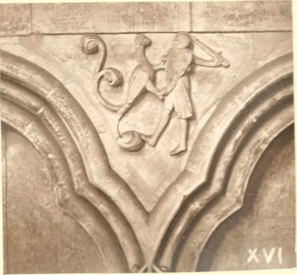 An illustration from Carvings and sculptures of Worcester Cathedral, 1873, leaf 86