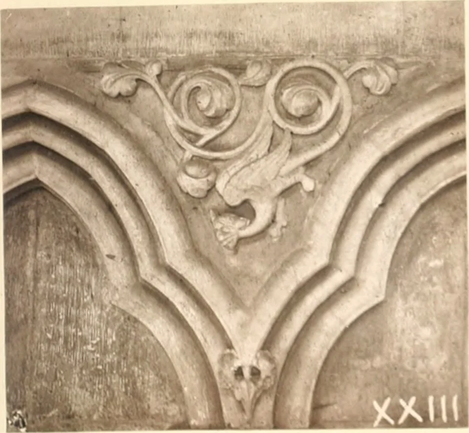 An illustration from Carvings and sculptures of Worcester Cathedral, 1873, leaf 90