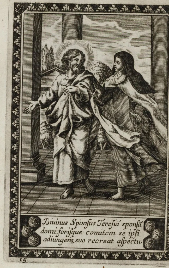 An illustration from La vie de la seraphique mere sainte Terese de Iesus, fondatrice des Carmes déchaussez & des Carmelites déchaussées, 1670, leaf 149