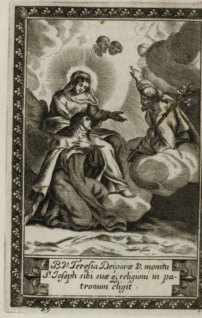 An illustration from La vie de la seraphique mere sainte Terese de Iesus, fondatrice des Carmes déchaussez & des Carmelites déchaussées, 1670, leaf 265