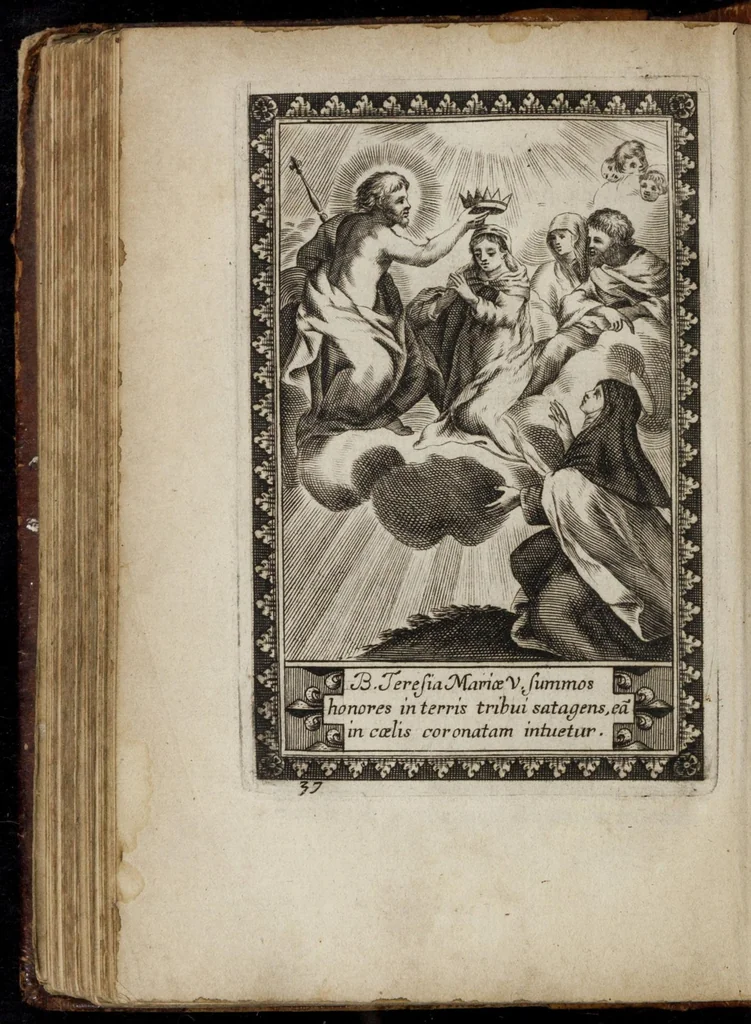 An illustration from La vie de la seraphique mere sainte Terese de Iesus, fondatrice des Carmes déchaussez & des Carmelites déchaussées, 1670, leaf 331