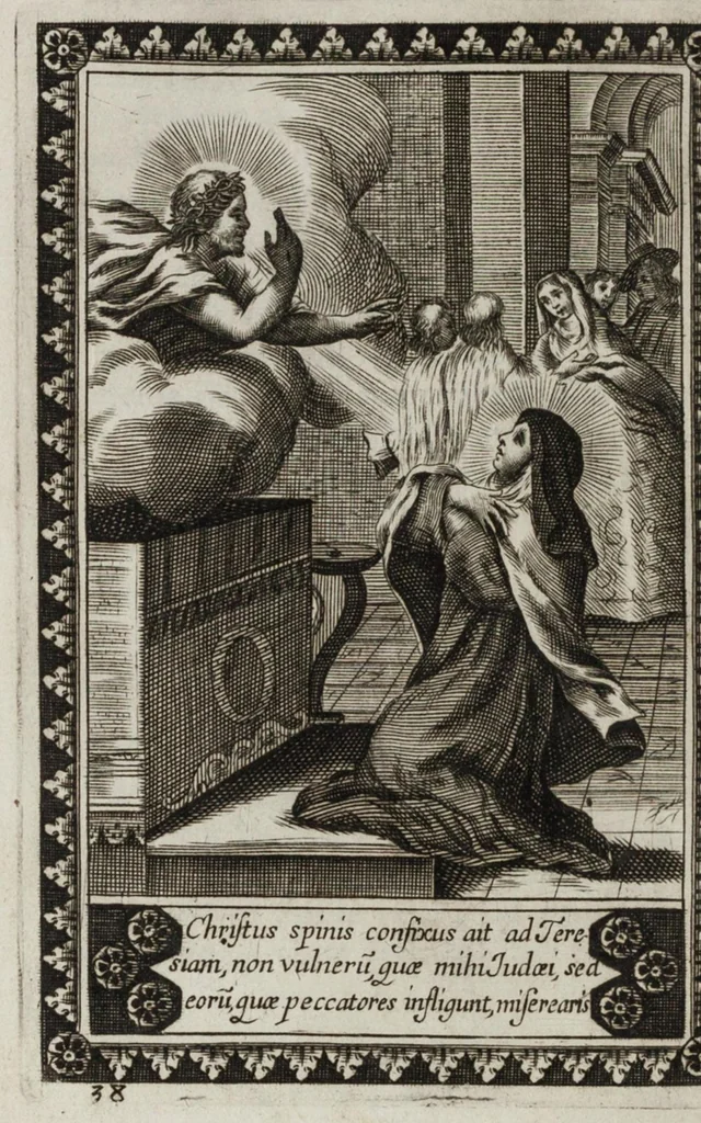 An illustration from La vie de la seraphique mere sainte Terese de Iesus, fondatrice des Carmes déchaussez & des Carmelites déchaussées, 1670, leaf 341