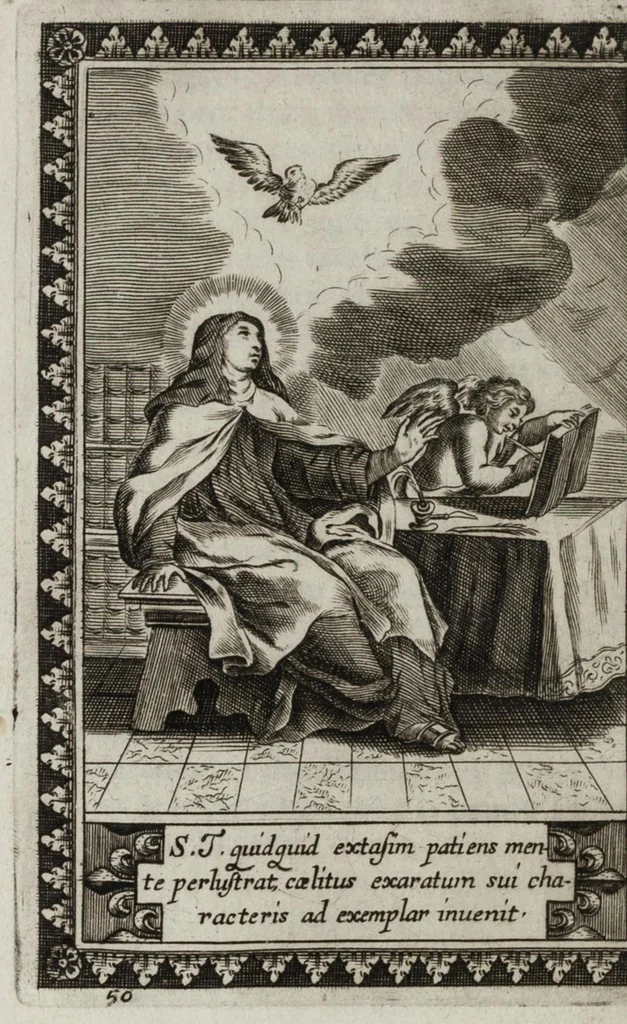 An illustration from La vie de la seraphique mere sainte Terese de Iesus, fondatrice des Carmes déchaussez & des Carmelites déchaussées, 1670, leaf 461