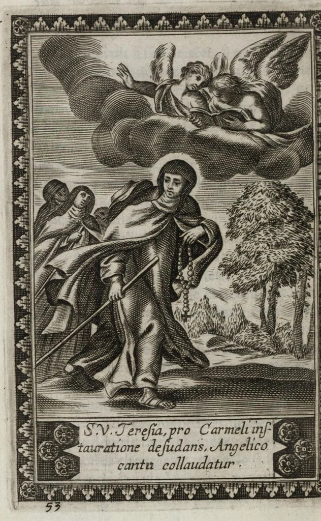 An illustration from La vie de la seraphique mere sainte Terese de Iesus, fondatrice des Carmes déchaussez & des Carmelites déchaussées, 1670, leaf 491